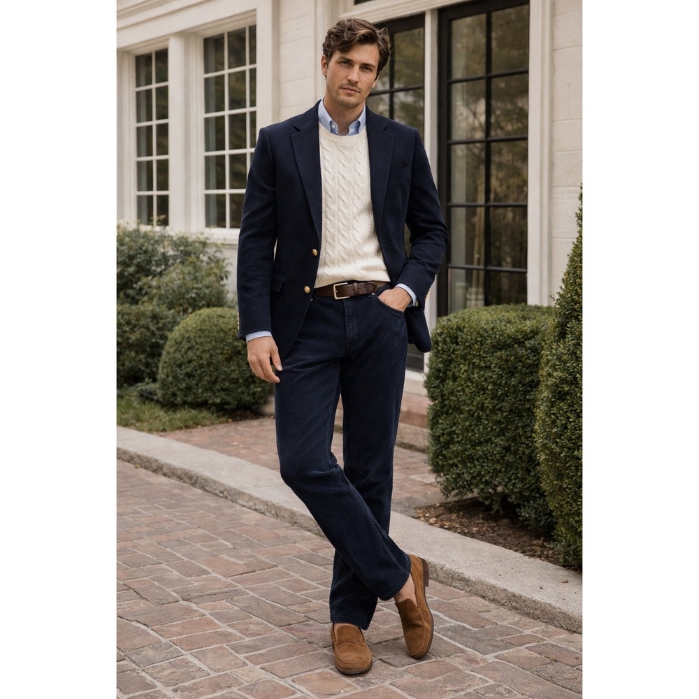 Polo Ralph Lauren Corduroy Pants Navy Blue Quiet Luxury Preppy 36T/38